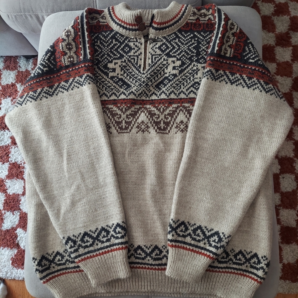 Dale Of Norway Fair Isle Zip Pullover Sweater L Nagano